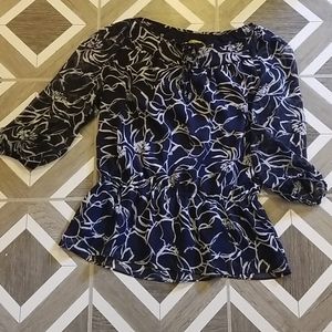 Navy blue floral blouse